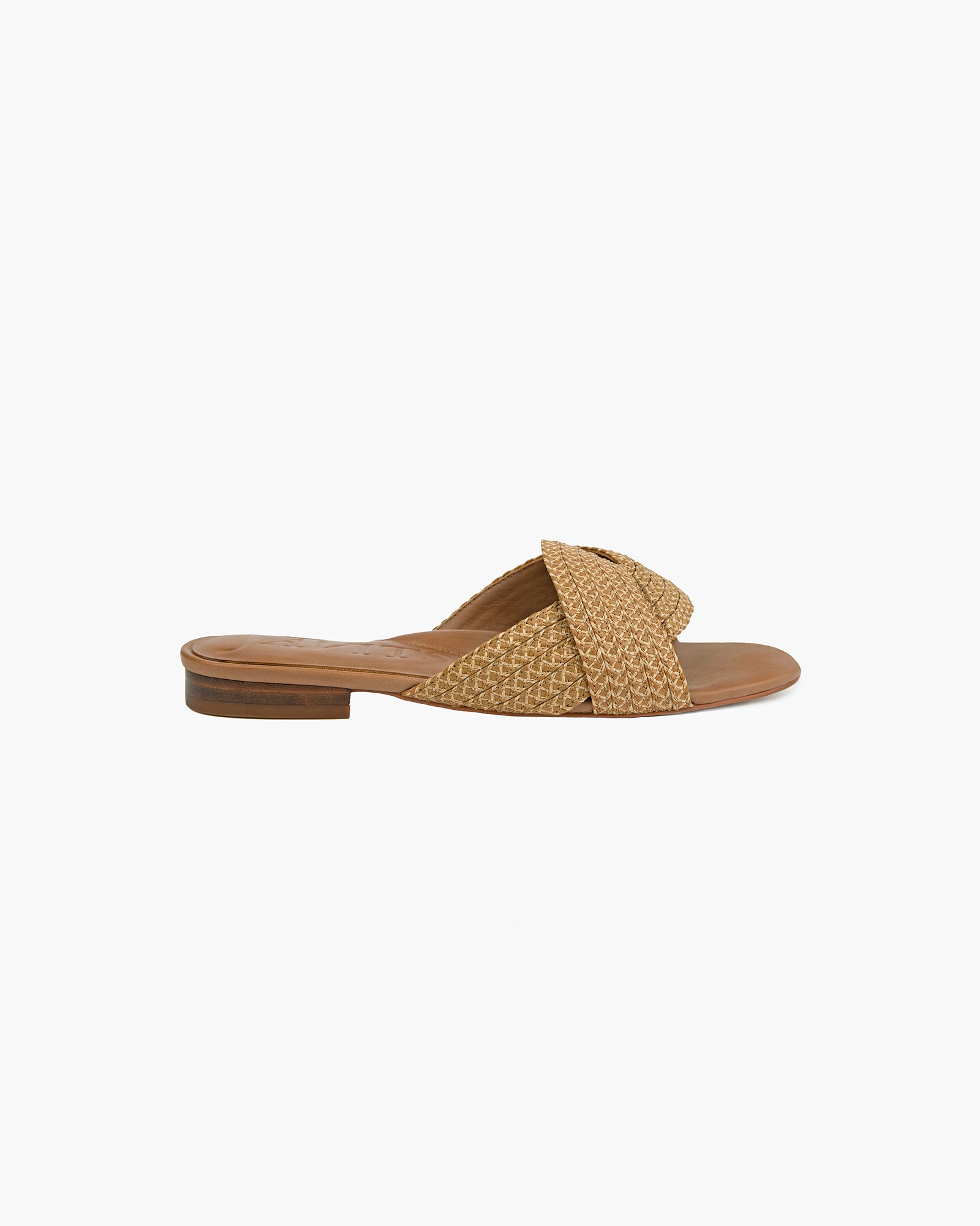 Arika Flat Sandal Slide, for Women, Size 6, Natural