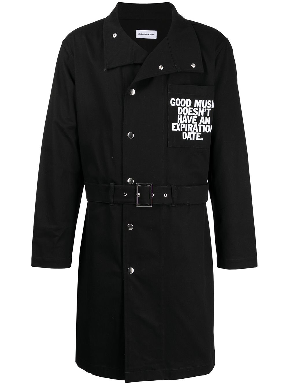 Slogan-print cotton coat