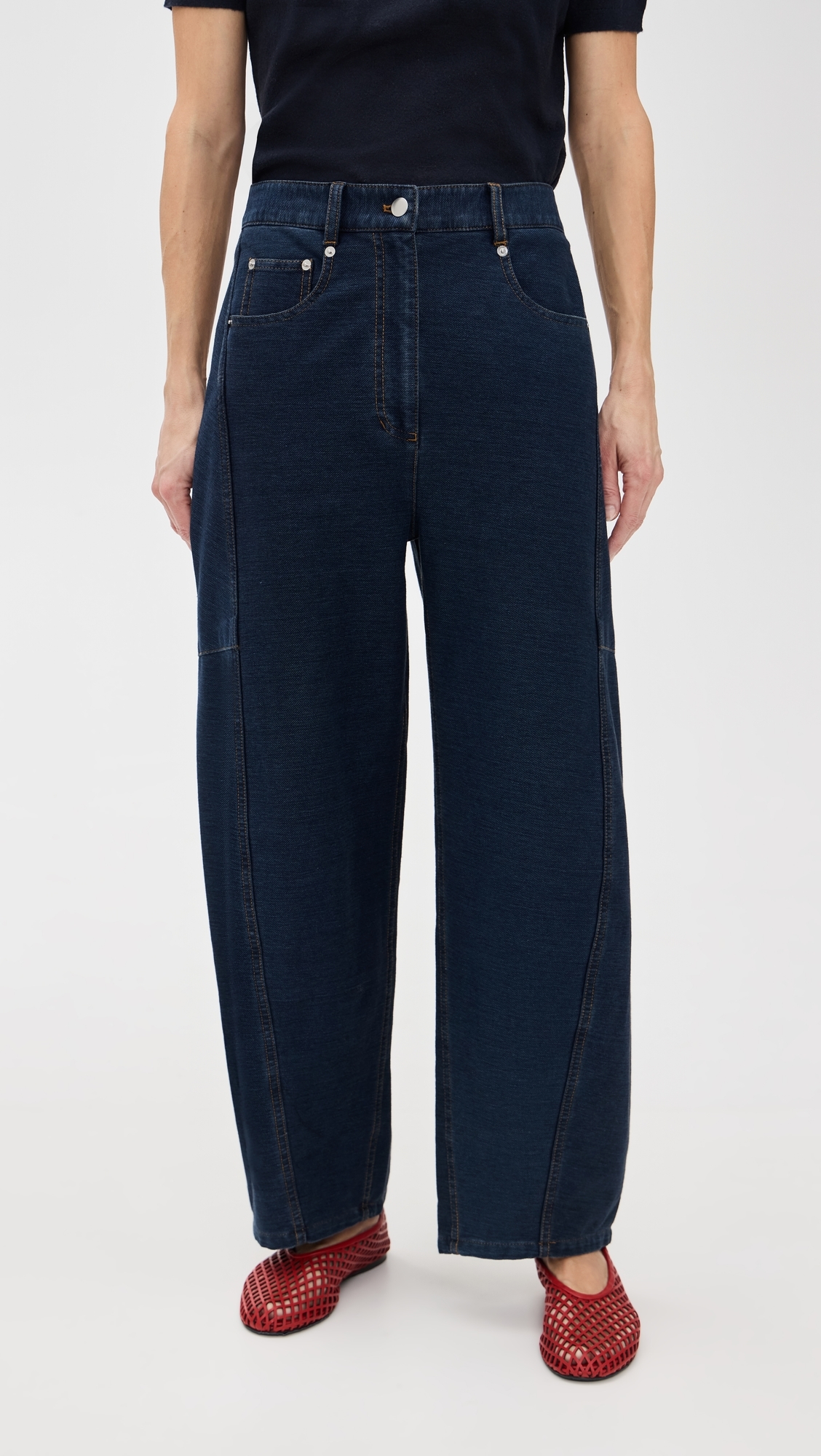 Petite Indigo Barre Denim Knit Sid Jeans Indigo
