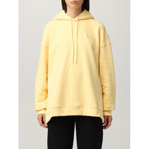 Logo-embroidered oversized hoodie - Yellow