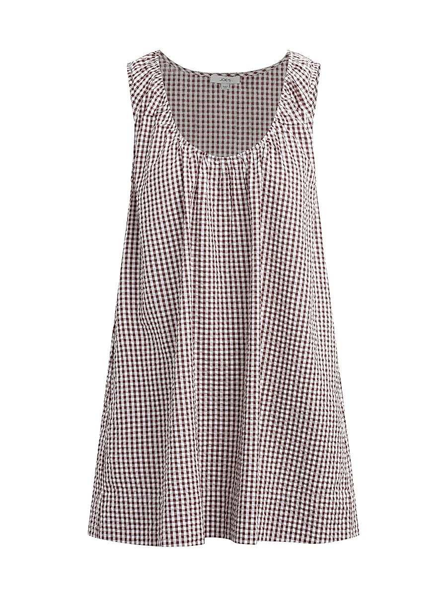 Women's Ana Gingham Cotton-Blend Shift Minidress - Macchiato Gingham