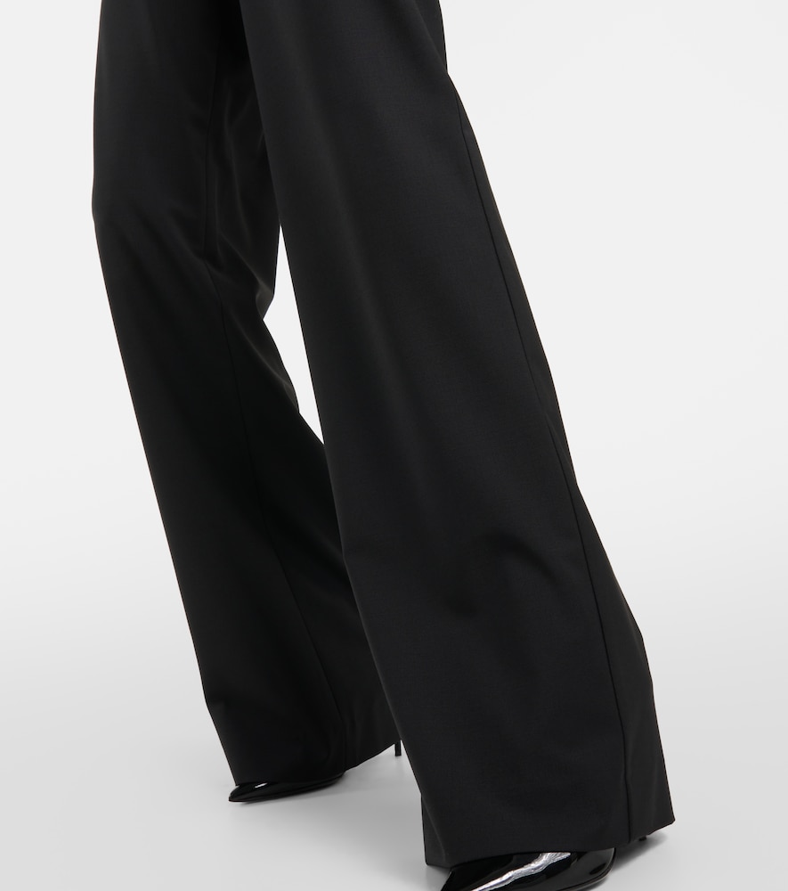 Wool-blend wide-leg pants