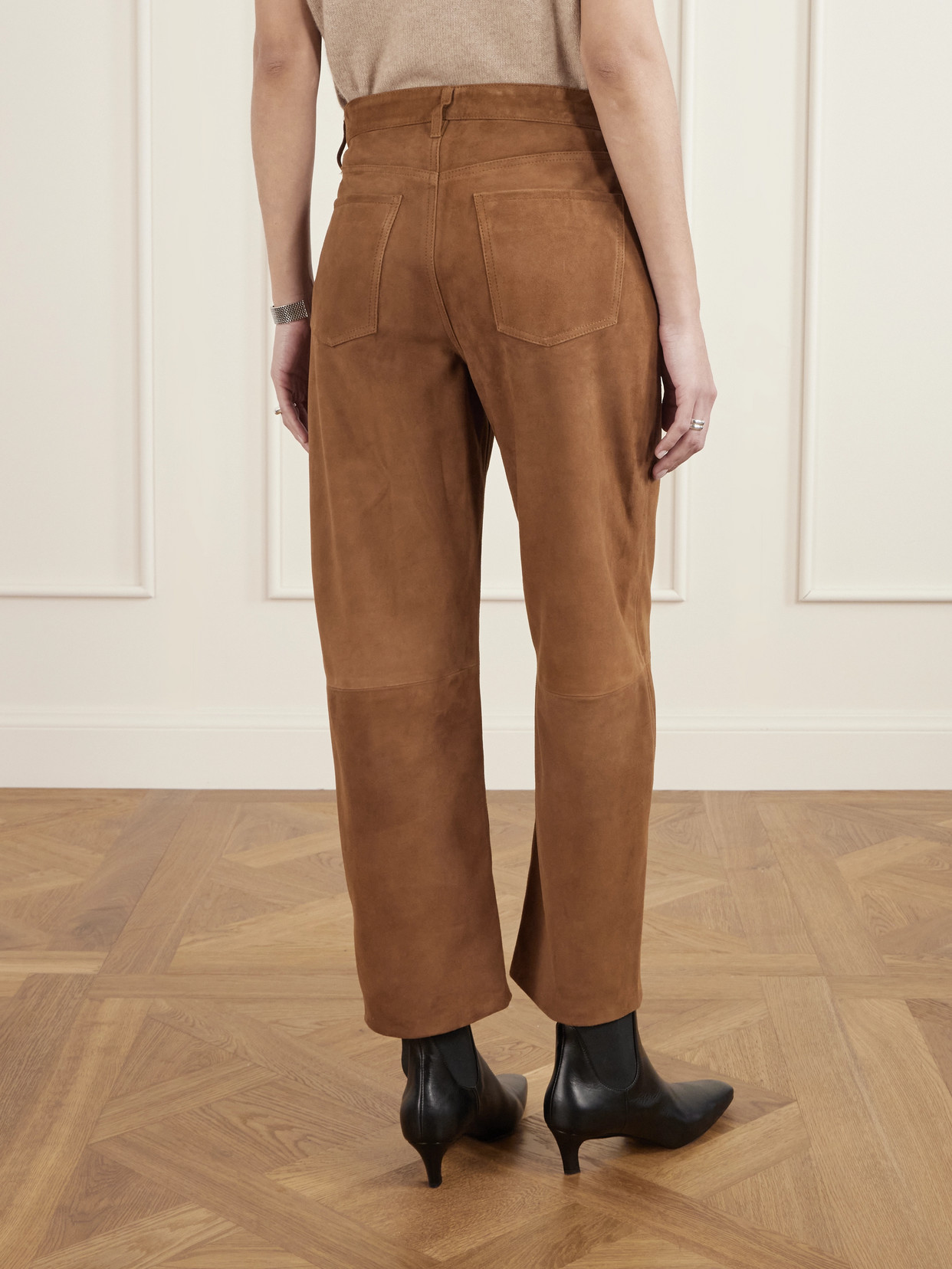 Miro Suede Barrel-leg Pants - Brown