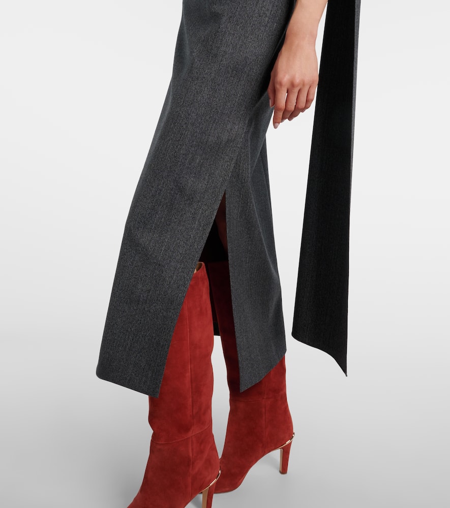 Maite herringbone draped midi dress