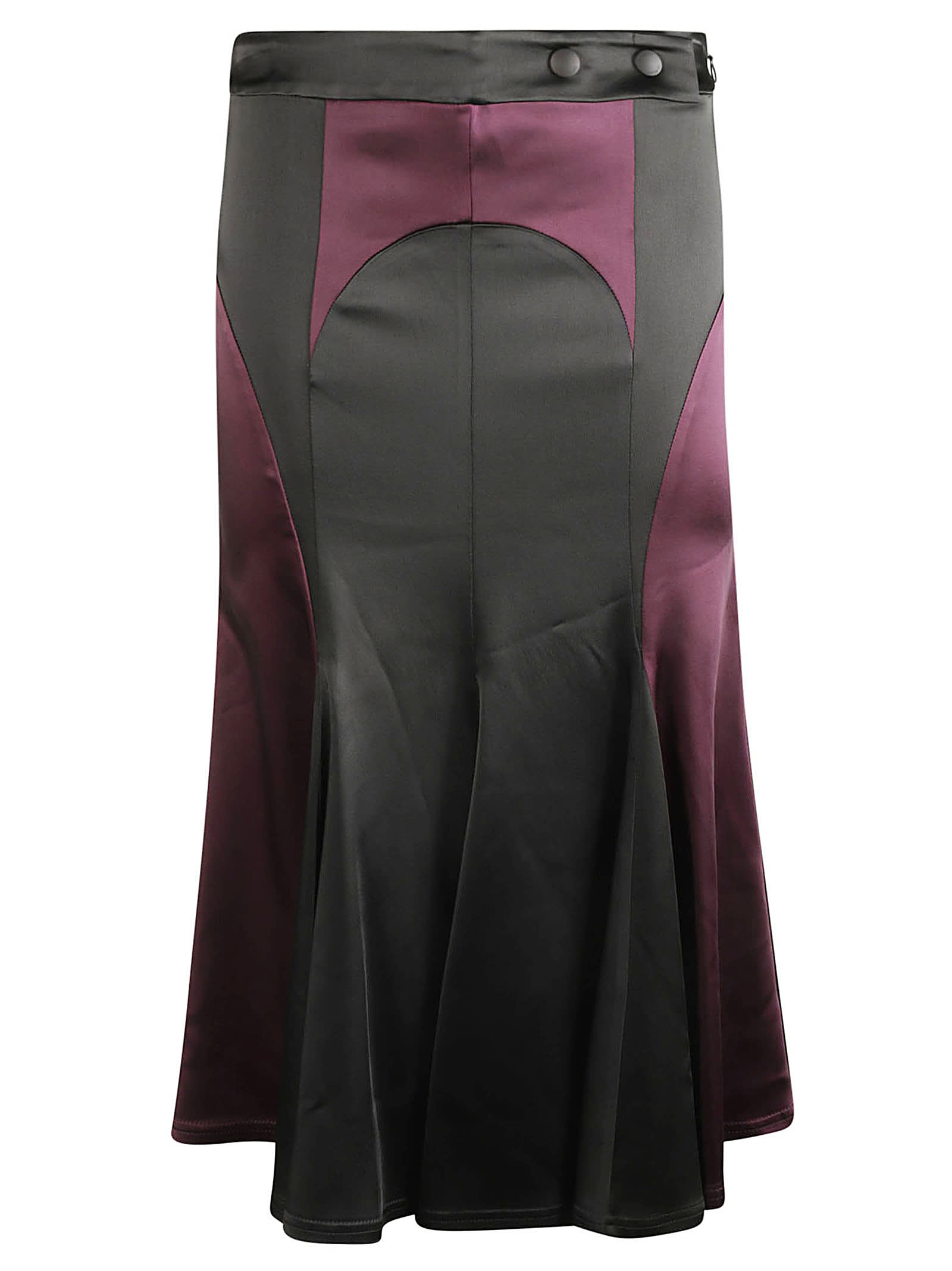 Pleated satin midi skirt - Black