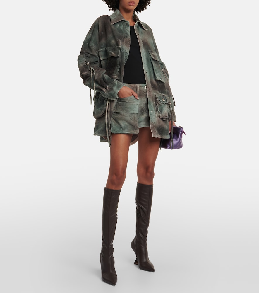 Low-rise cargo denim miniskirt
