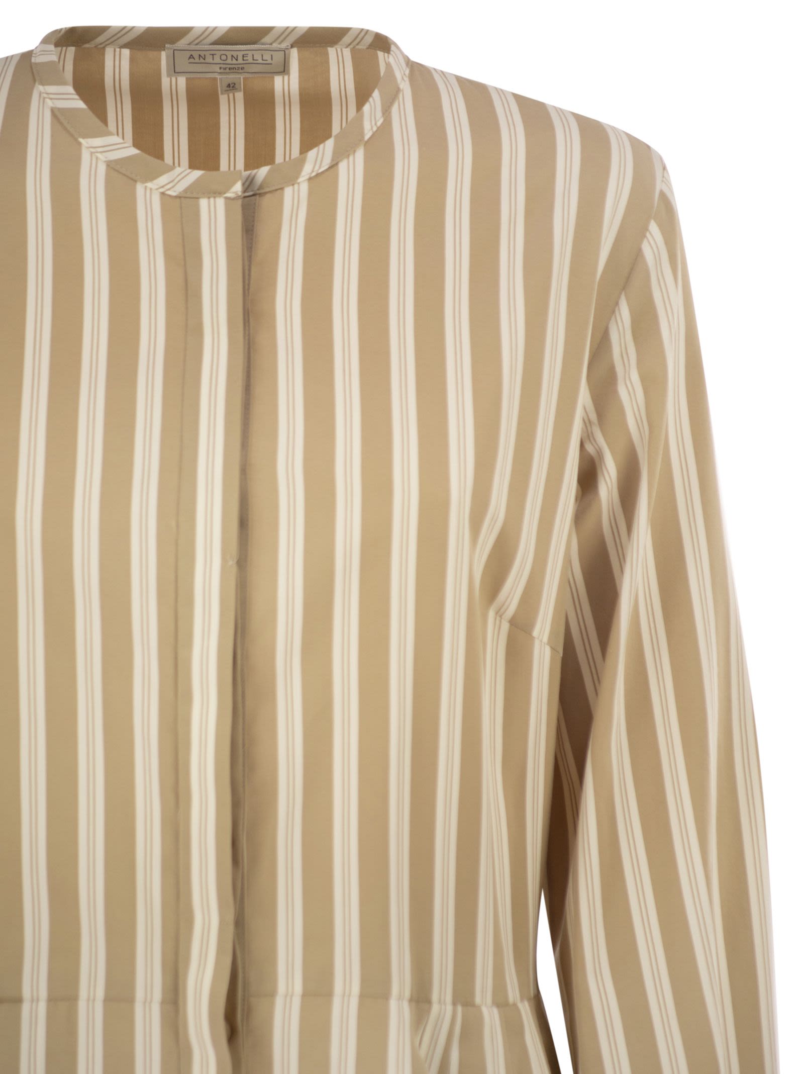 Antonelli Firenze Striped Cotton Midi Dress With Tailored Pleat