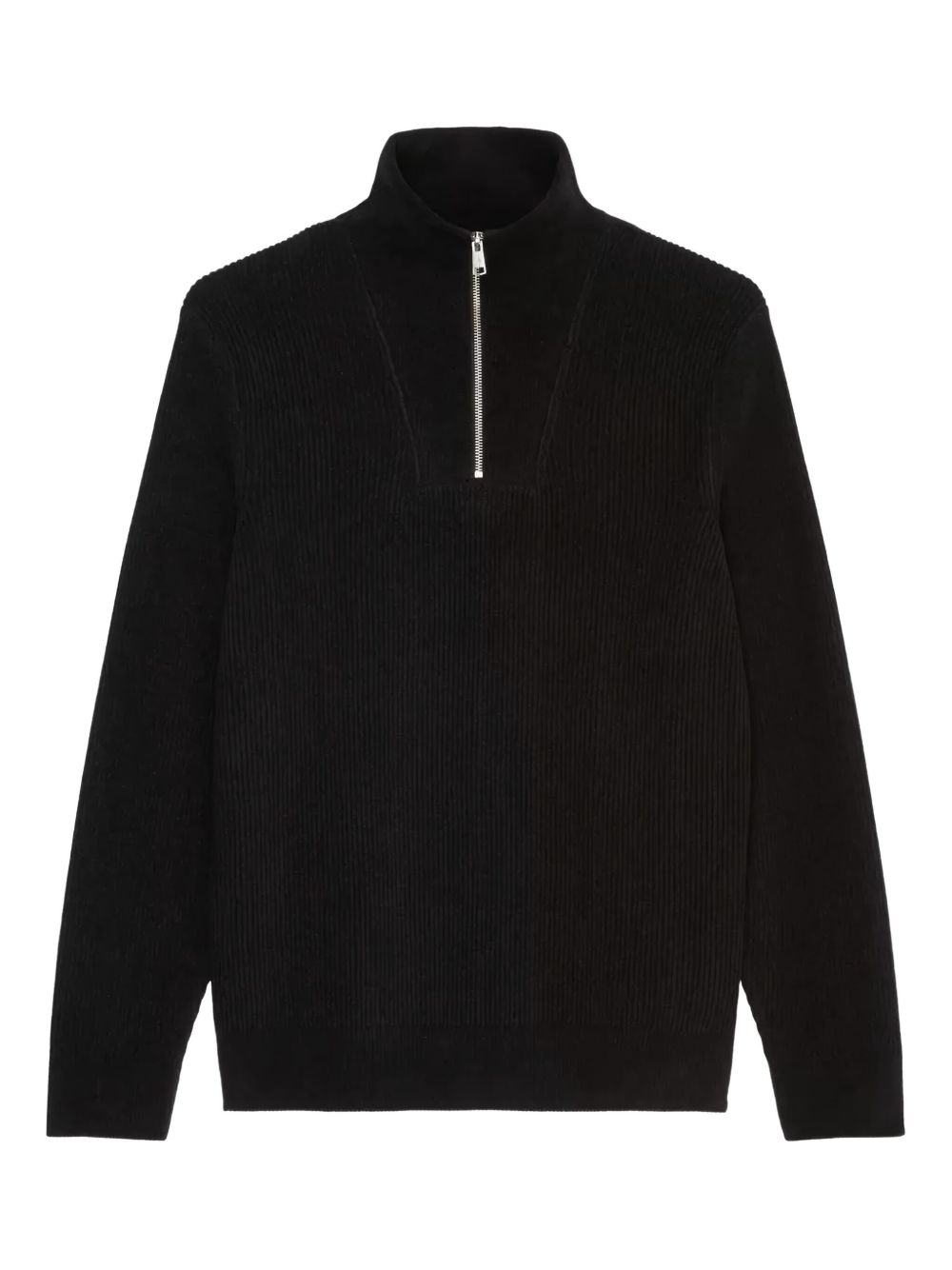 Ribbed quarter-zip sweater - Black