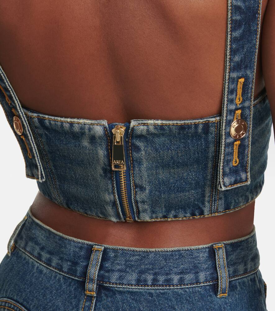 Area Embellished cutout denim jacket