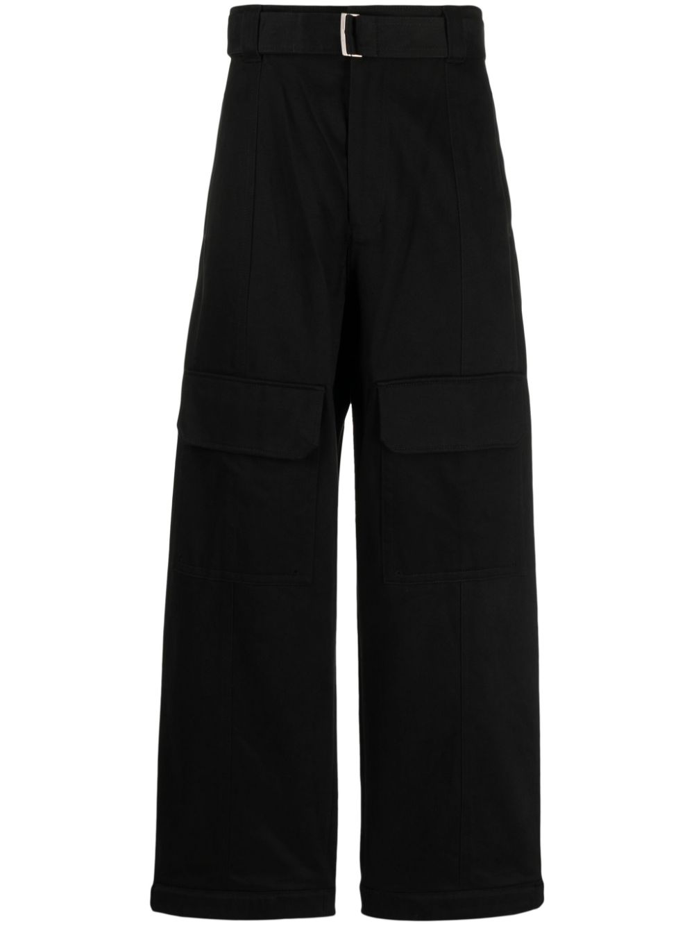 High-waist straight-leg cropped trousers - Black