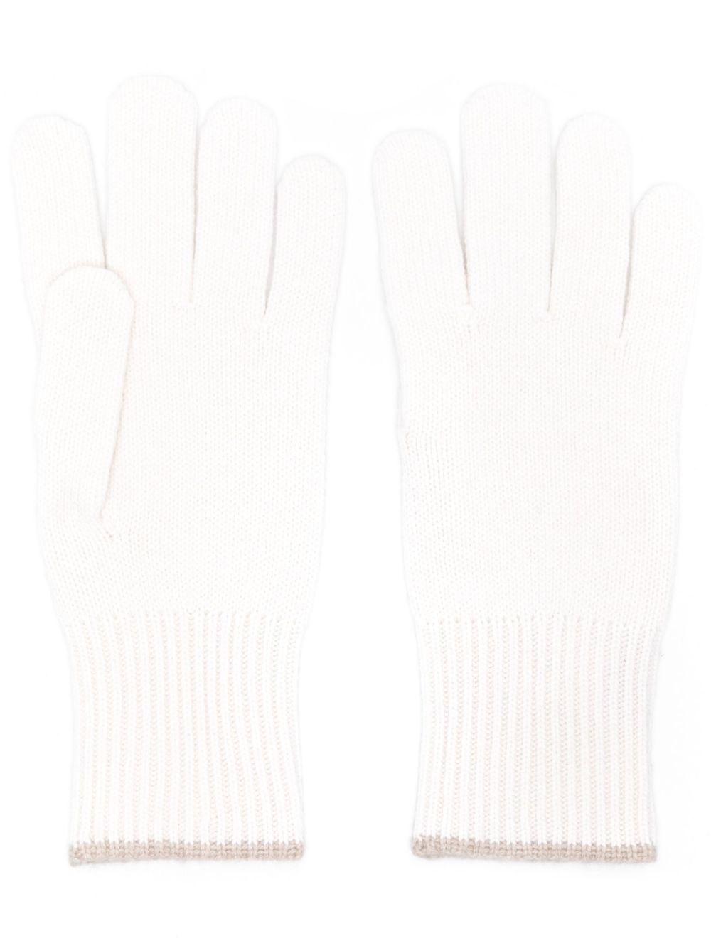 Contrasting-trim cashmere gloves - White