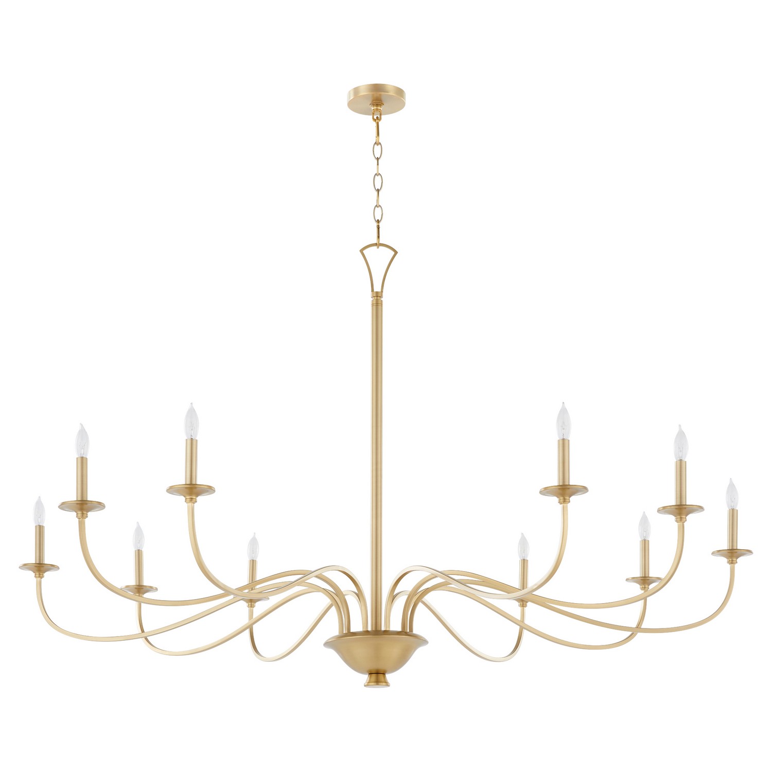 Aged Brass Ten Light Chandelier from the Maryse Collection