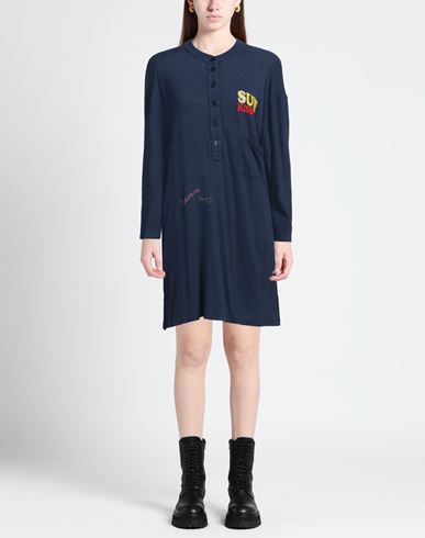 Woman Mini dress Navy Size XS Cotton, Linen