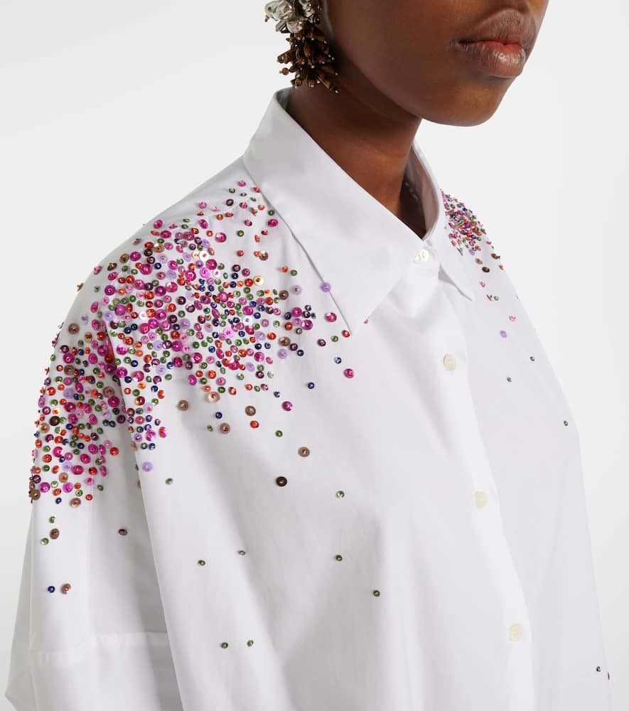 Oversized sequined cotton shirt