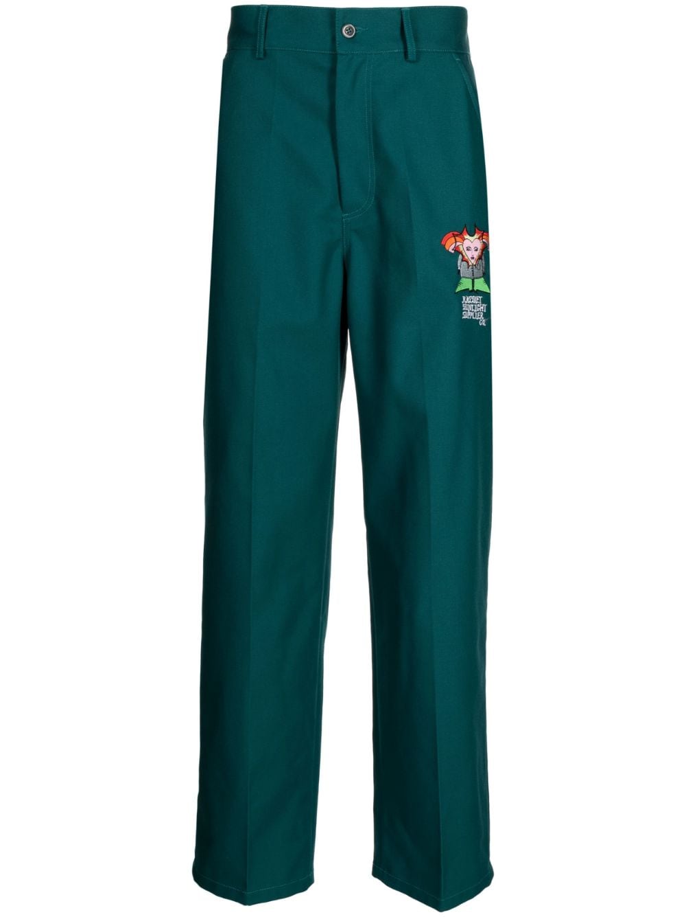 Logo-embroidered straight-leg trouser