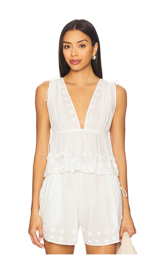 Ulla Johnson Anya Plunge V Neck Top Coverup in White.  XL. Also in