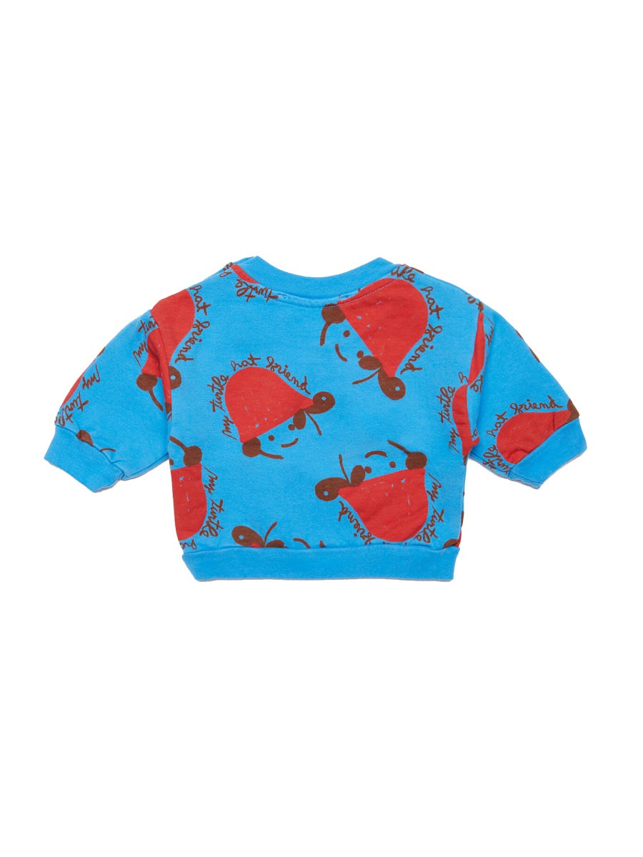 Weekend House Kids Turtle Hat Crewneck Sweatshirt