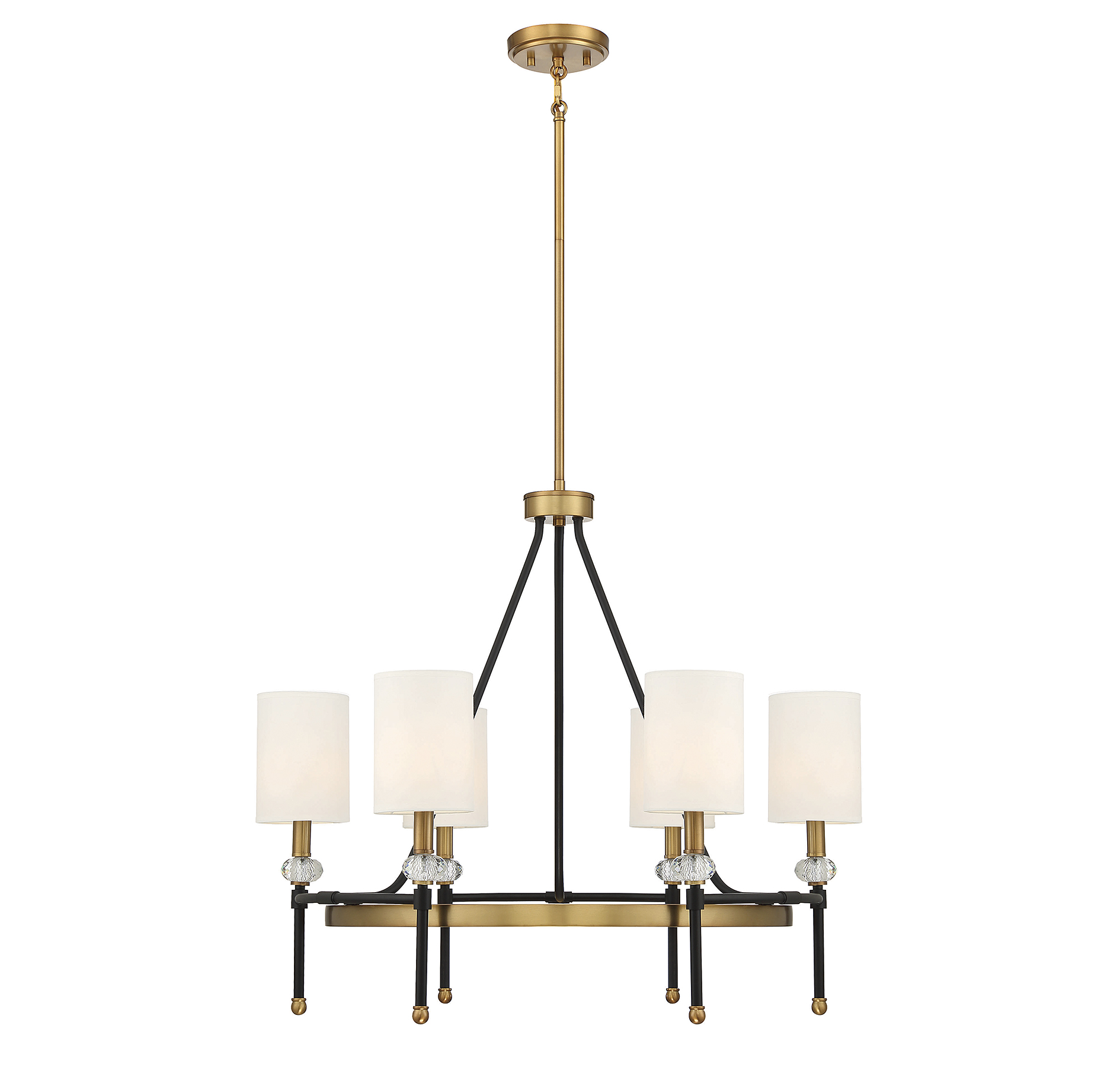 Tivoli 6-Light Chandelier in Matte Black with Warm Brass Accent