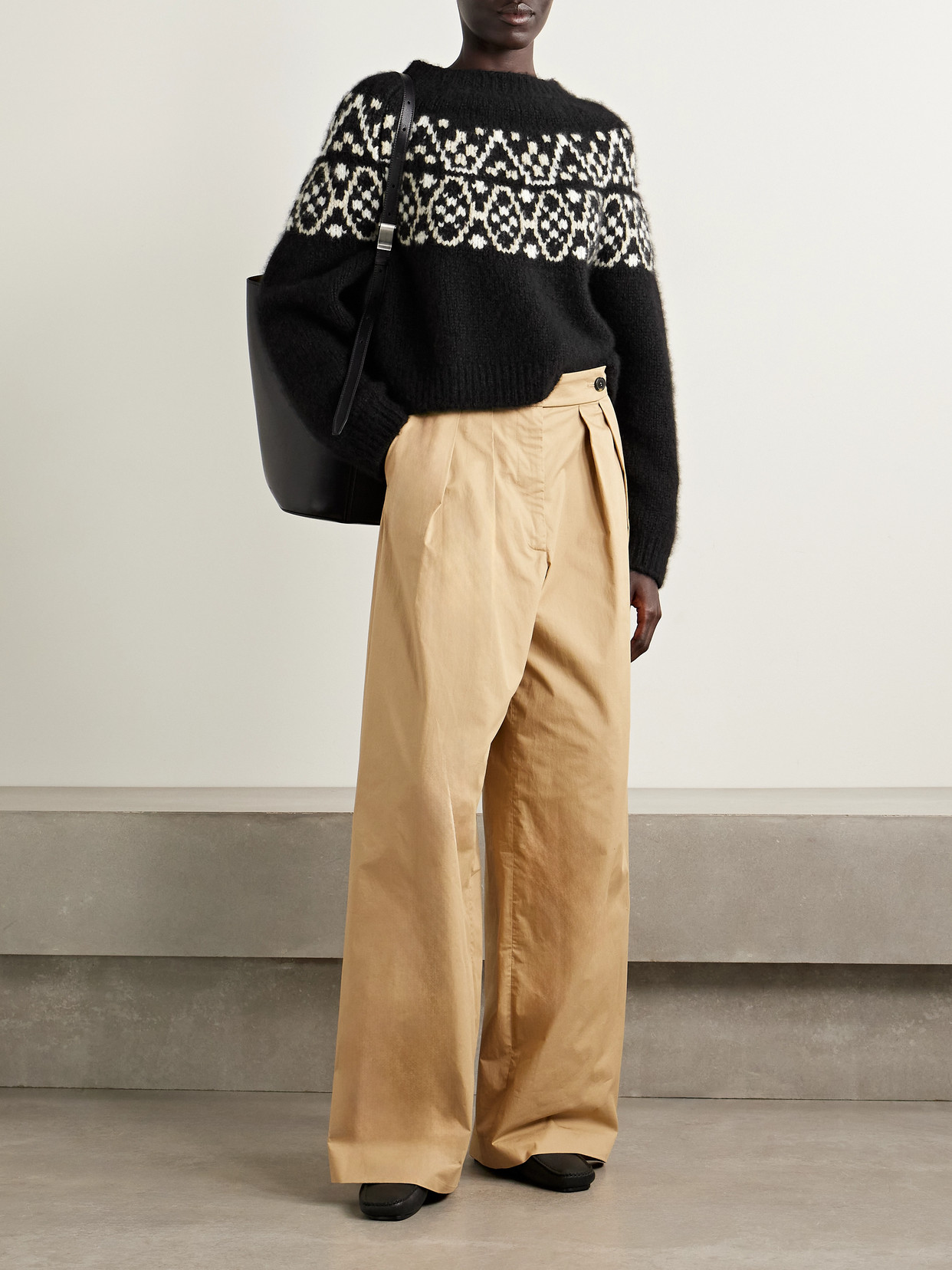 Chrissy Fair Isle Jacquard-knit Cashmere And Silk-blend Sweater - Black
