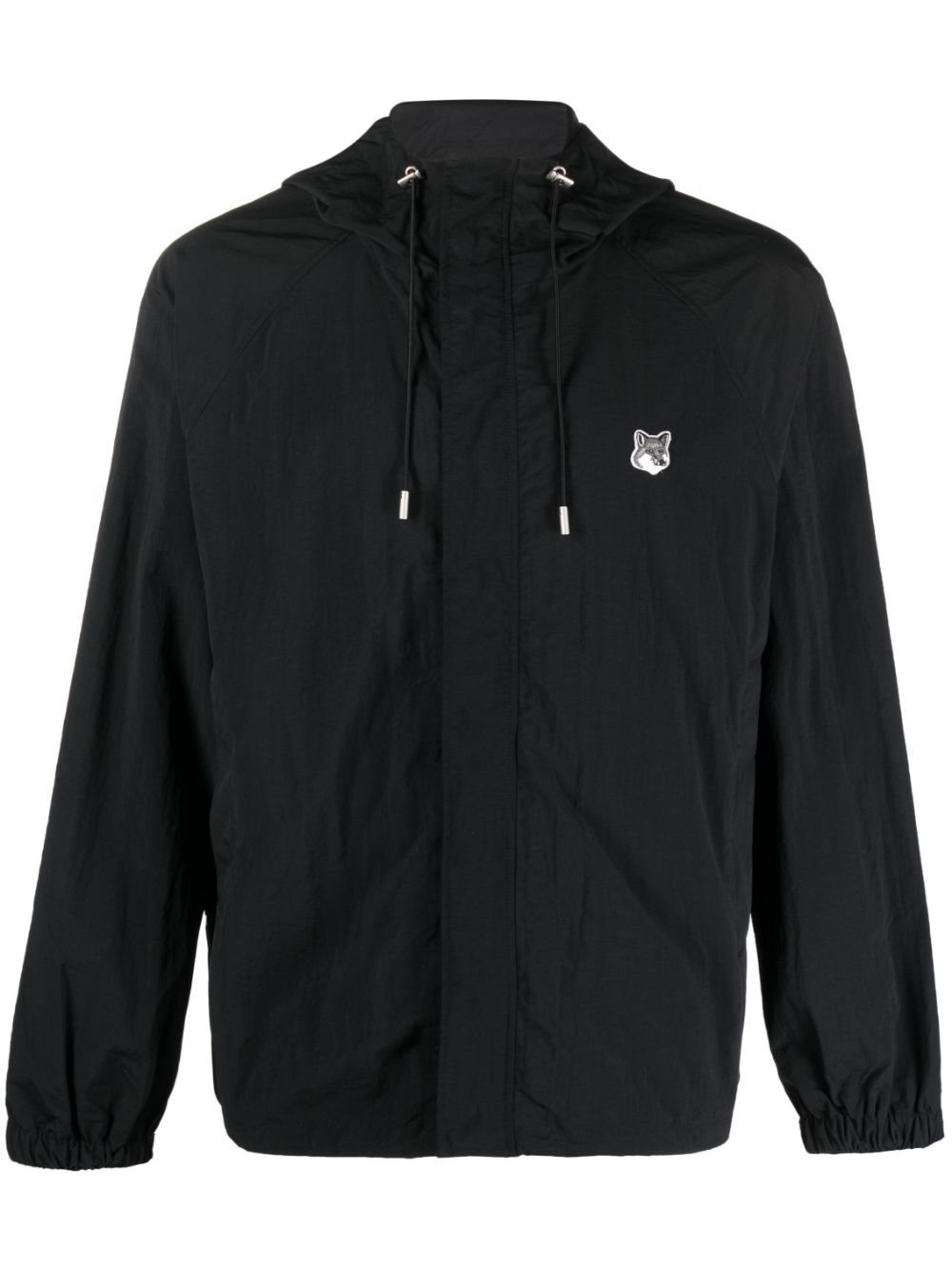 Fox Head-patch hooded windbreaker - Black