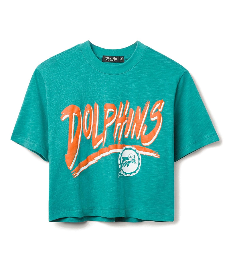 Women's Nfl Miami Dolphins Thrill Mock Neck Crop Tee