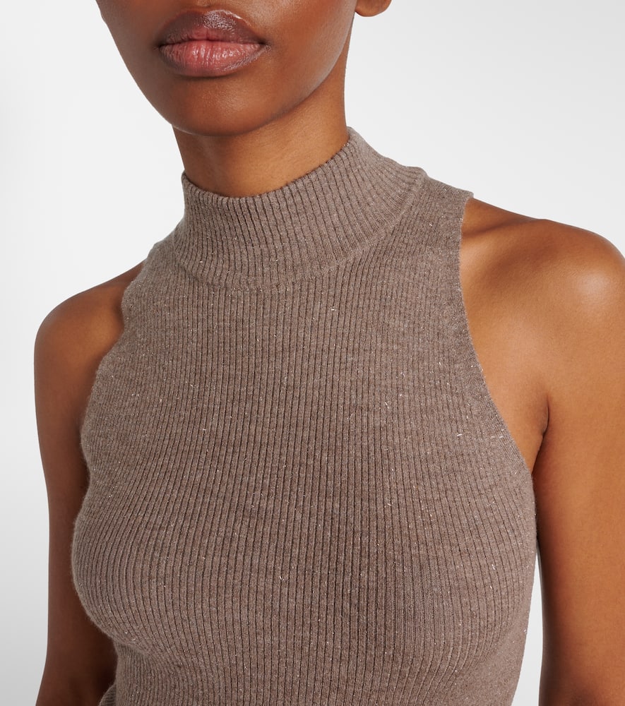 Ribbed-knit turtleneck top