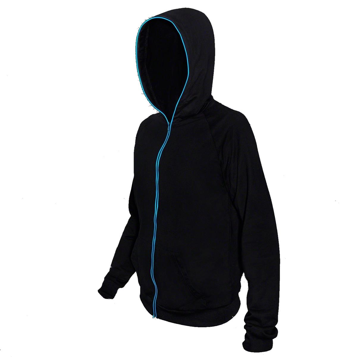 Electro Luminescent Zip Up Hoodie, Blue - Medium