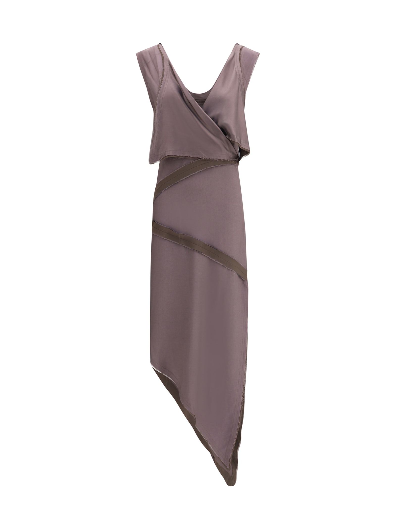 Brown Draped Midi Dress