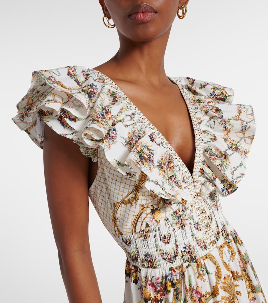 Floral ruffled cotton maxi dress