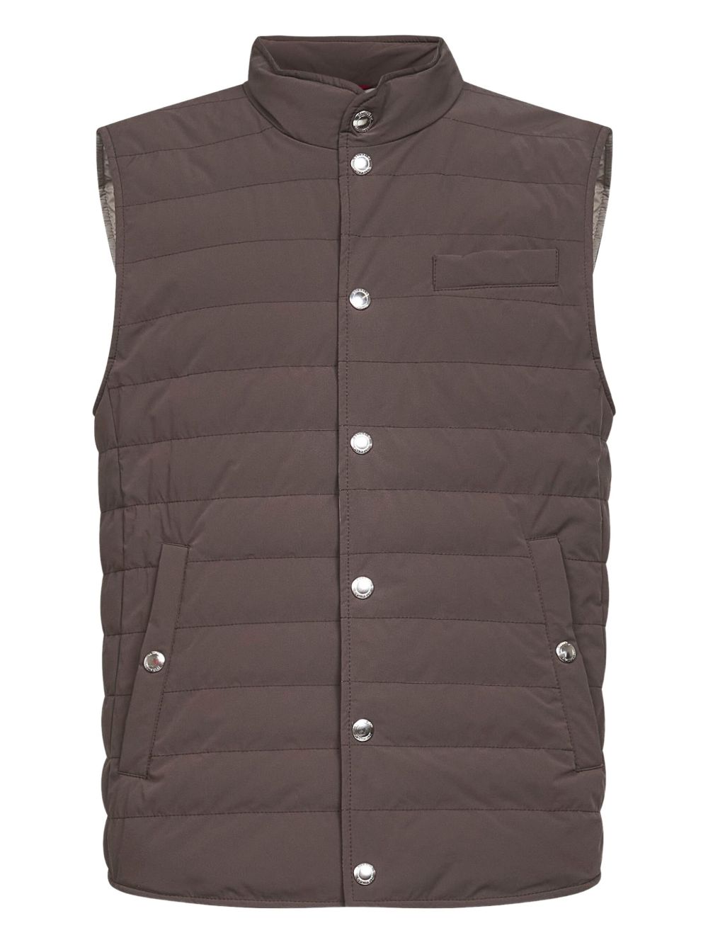 Quilted snap-button gilet - Brown