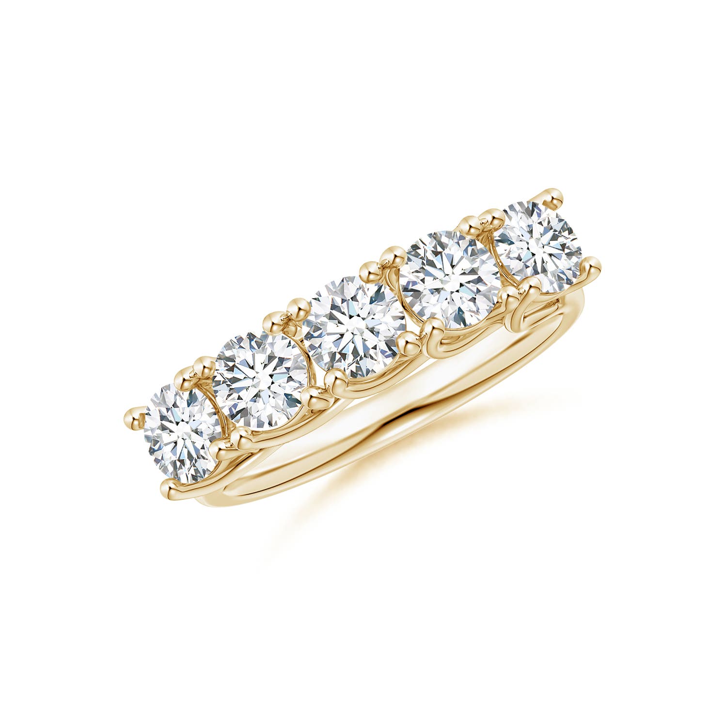 Angara 1.75 CTW Lab-Grown Half Eternity Five Stone Diamond Wedding Ring in 14K Yellow Gold