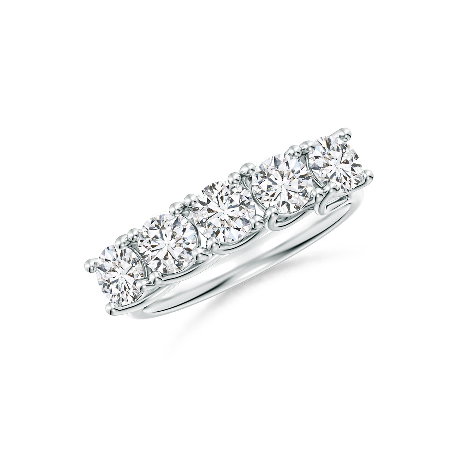 Angara 1.5 Carats Half Eternity Five Stone Diamond Wedding Band in 14K White Gold