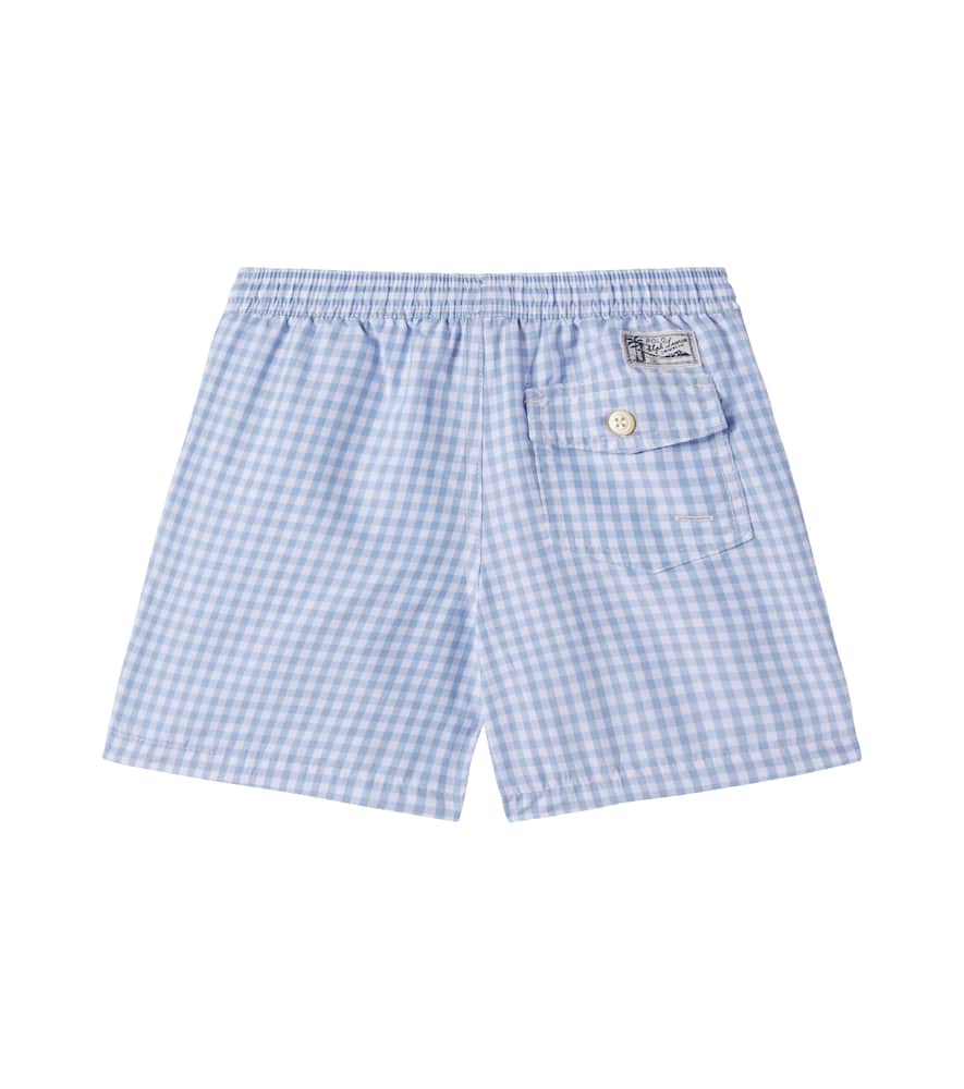 Traveler checked swim trunks