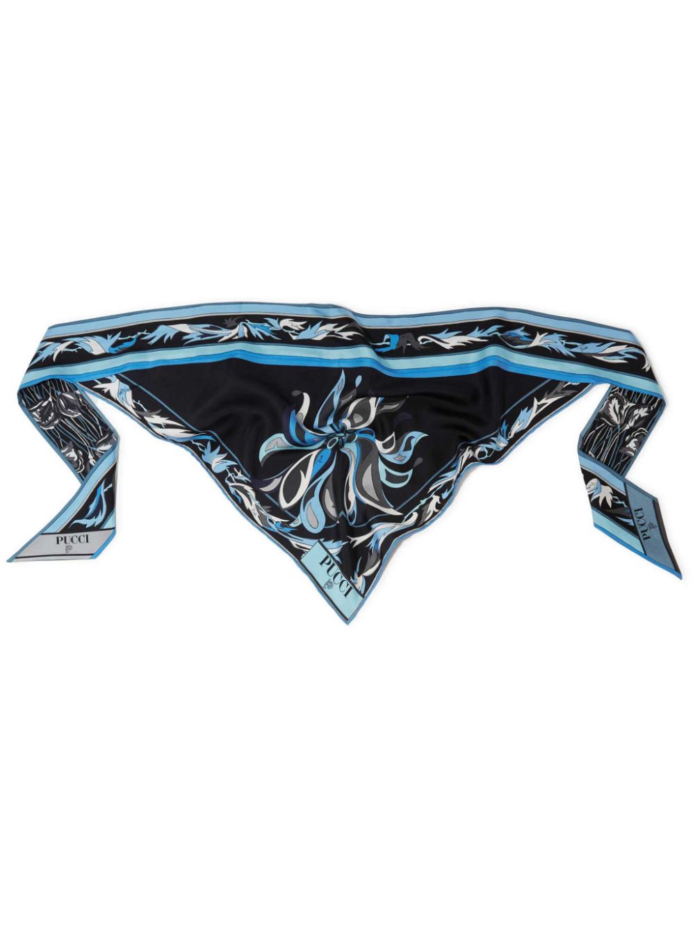 Floral print silk scarf - Blue