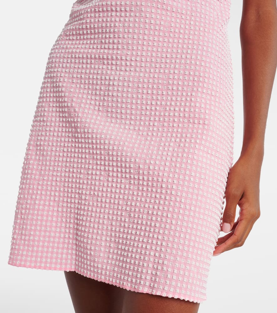 Gingham halterneck seersucker minidress