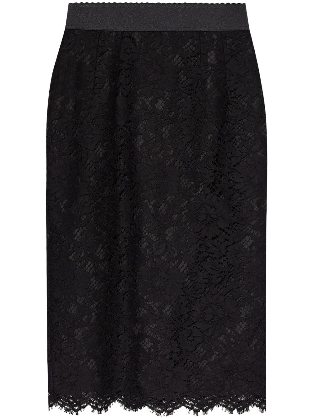 Lace-panel midi skirt - Black