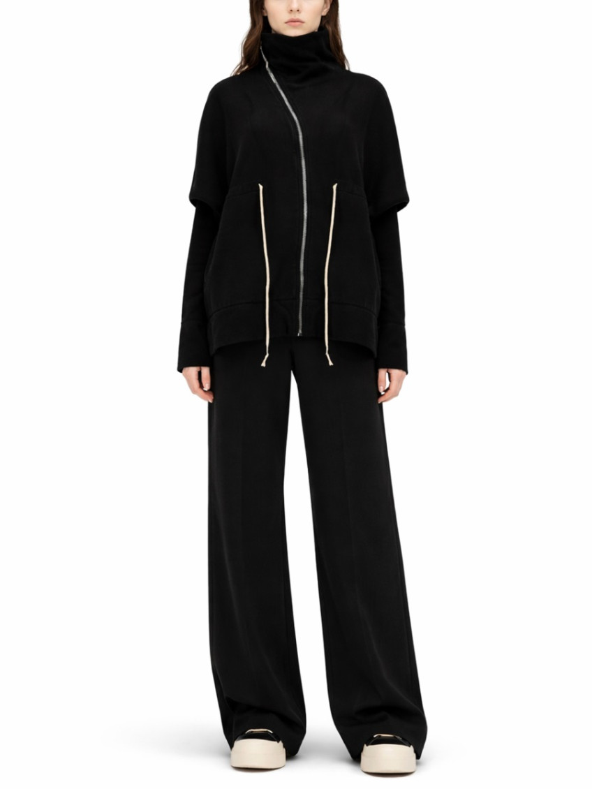 Black Solid Mock Collar Sweatshirt