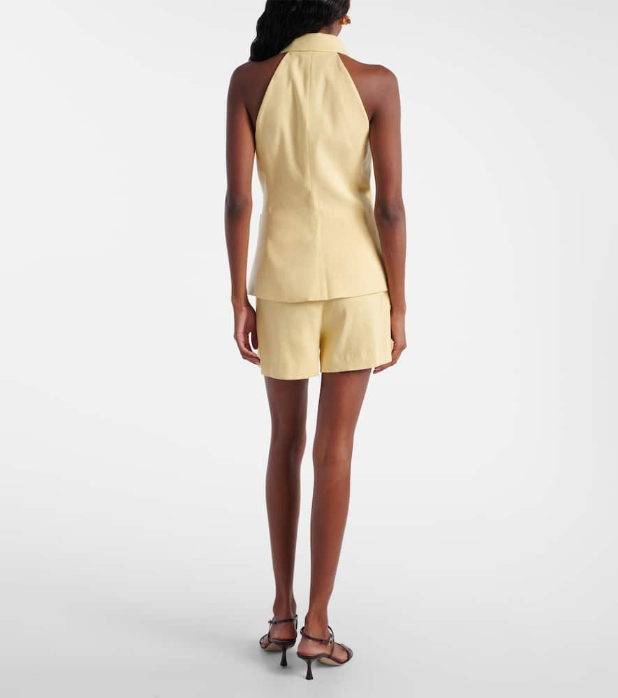 Orlinda halterneck linen-blend vest