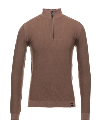 Man Turtleneck Brown Size XXL Viscose, Nylon