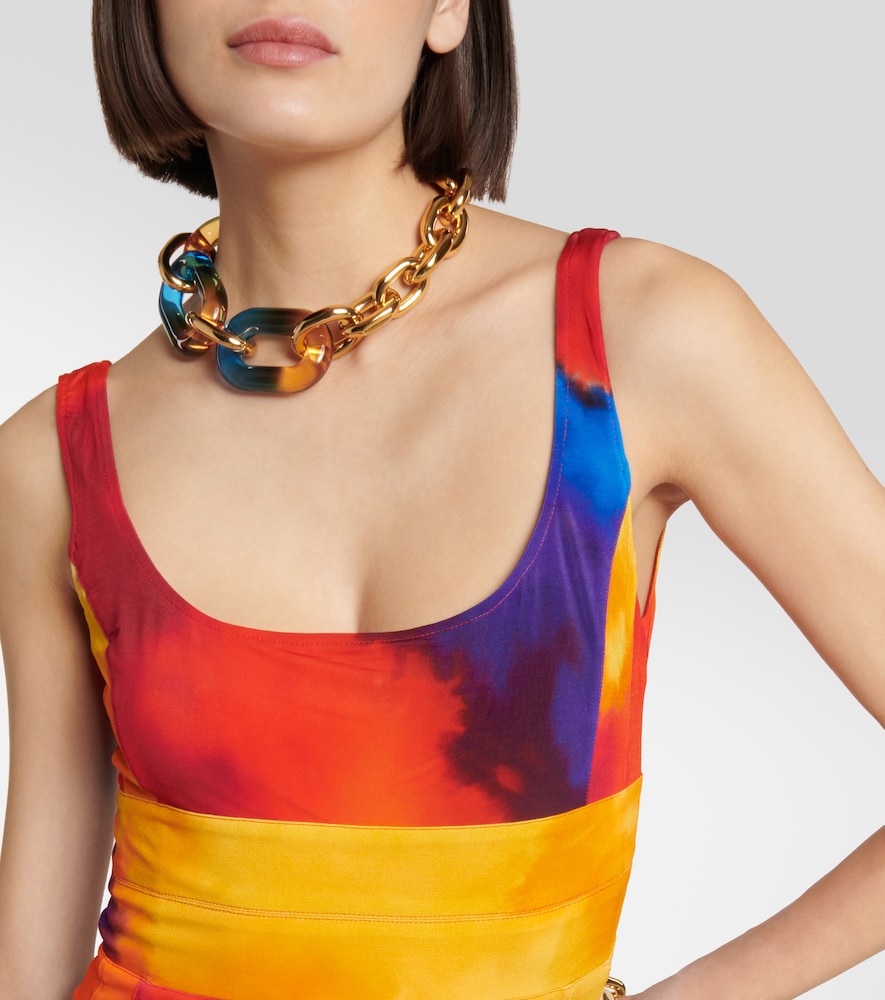 Printed asymmetrical minidress