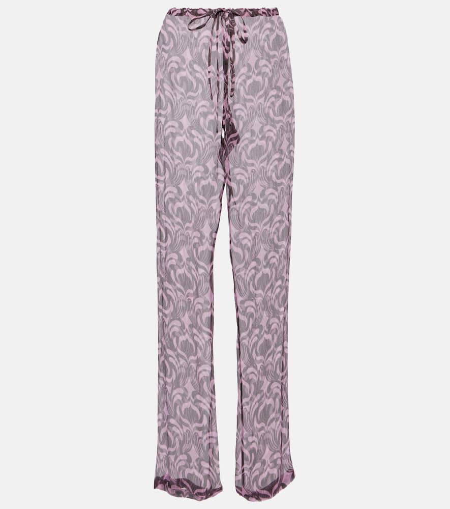 Pachas printed silk straight pants