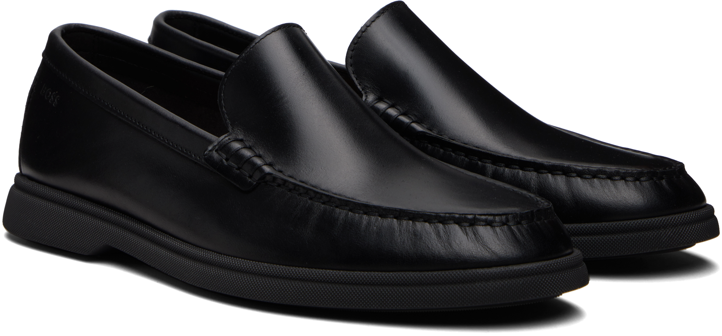 Black Emed-Logo Leather Loafers