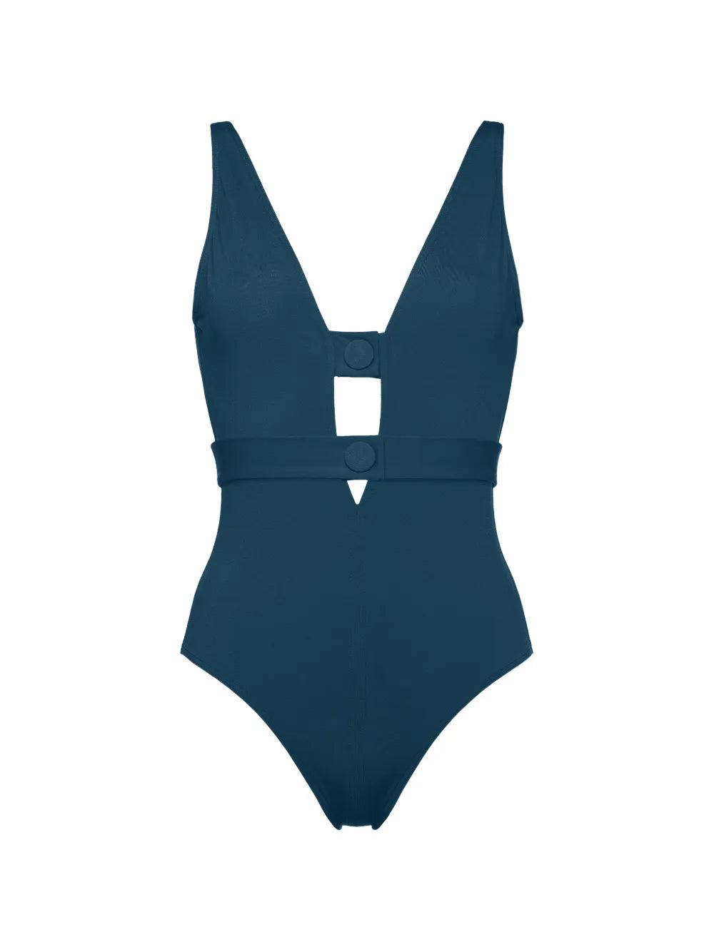 V-Neckline Cut-Out Swimsuit — Teal