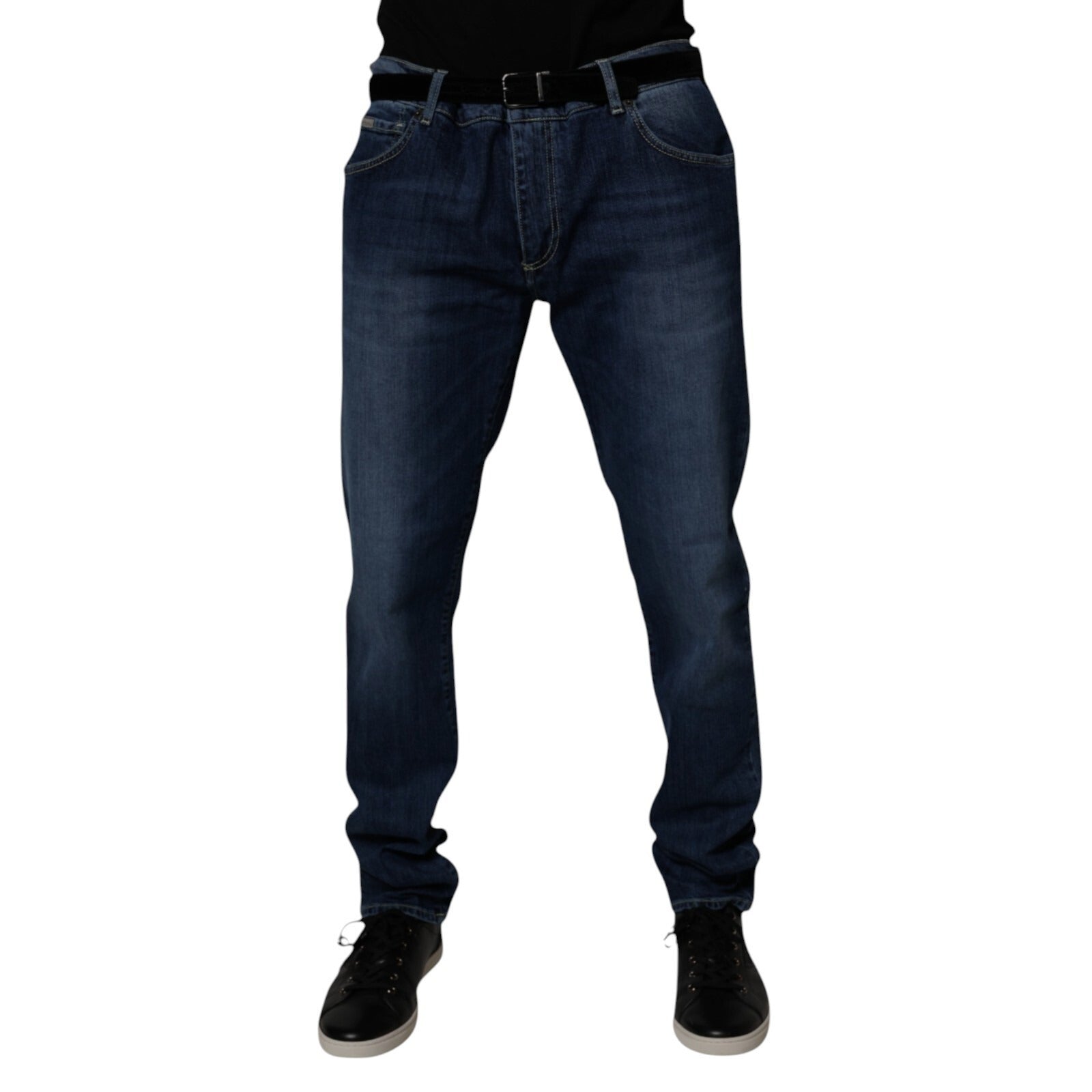 Washed Cotton Stretch Jeans — Blue