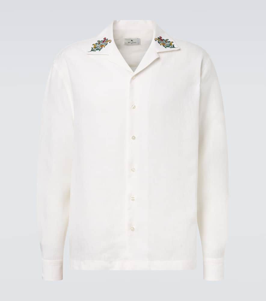 Paisley embroidered linen shirt
