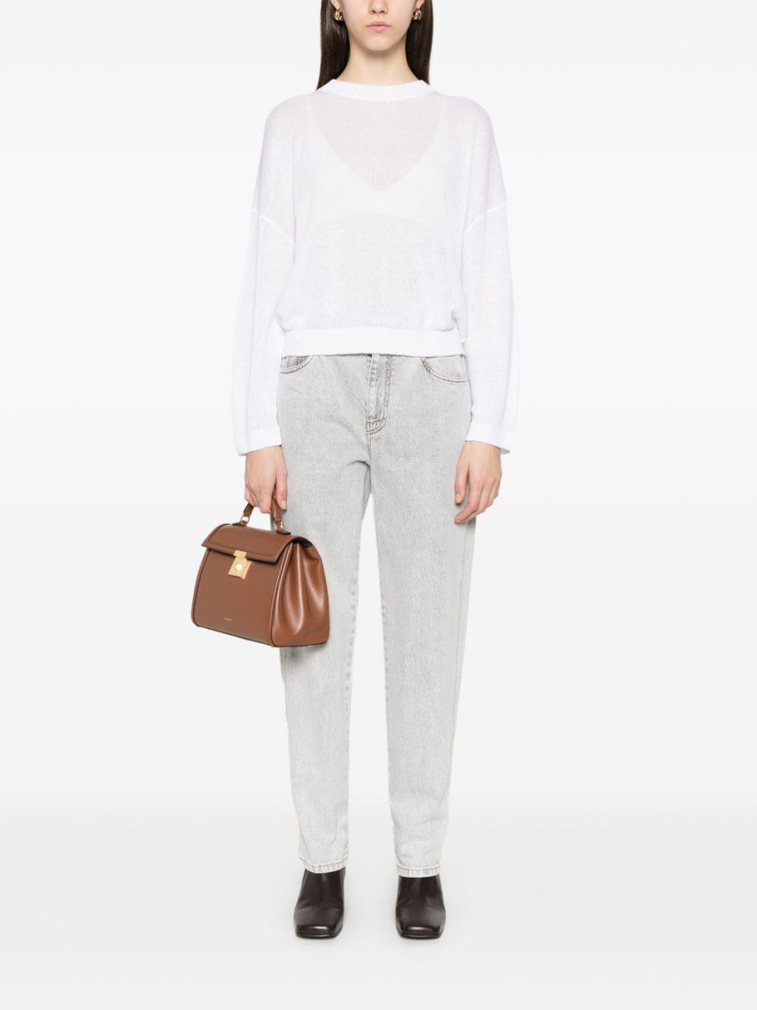 Sequin-embellished sweater - White