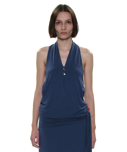 PWC Button-Up Jersey Halter Neck Top