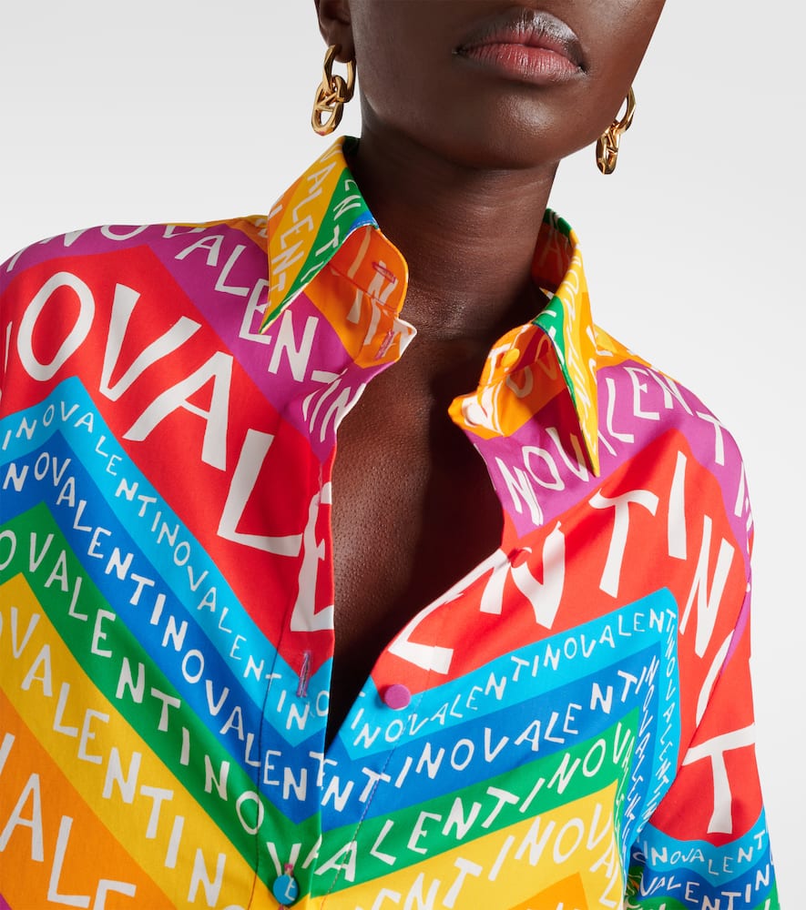 Logo cotton shirt dress