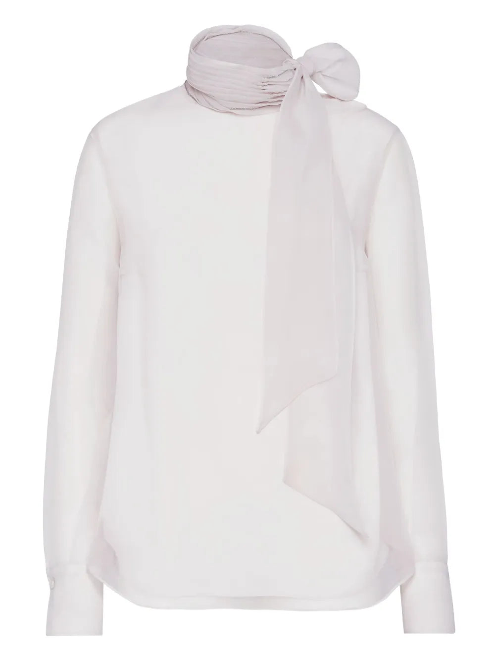 Silk Pussybow Blouse — Beige