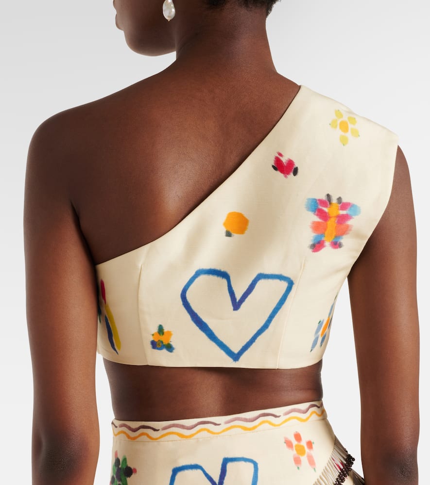 Alémais Sidi printed linen-blend crop top
